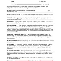 Magnificent Free One Page Consulting Agreement Template Word
