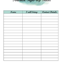 Super Printable Potluck Sign Up Sheet Template Free Templates