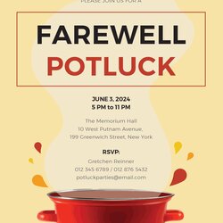 Great Potluck Invitation Template Free Flyer Farewell Wording Invitations Retirement