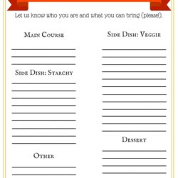 Eminent Free Printable Thanksgiving Potluck Sheet Christmas Sign Meal Sheets Categories Office Work Template