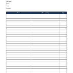 Superior Potluck Sign Up Sheet Template Scouting Report Basketball Football Sample Excel Proposal