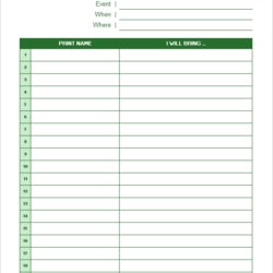 Exceptional Printable Potluck Sign Up Sheet Template Templates
