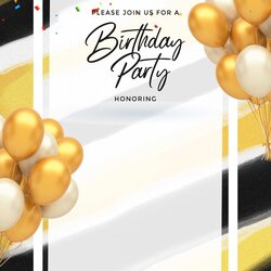 Elegant Gold Birthday Invitation Templates Download Hundreds Free Glitter With Balloons