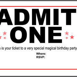 Terrific Free Printable Birthday Party Invitations Kansas Magician Invitation Templates Ticket Template