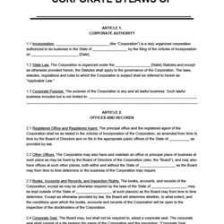 Free Corporate Bylaws Template Word Sample Example Form Write Documents Should