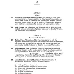 Cool Corporate Bylaws Template In Word And Formats