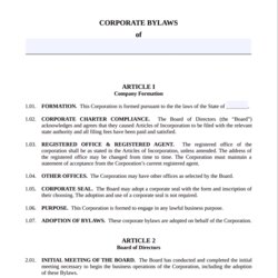 Excellent Free Corporate Bylaws Template Northwest Registered Agent Corporation