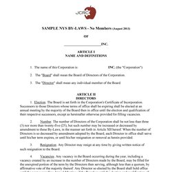 Simple Corporate Bylaws Templates Samples