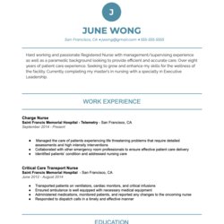 Fine The Best Nursing Resume Guide For With Templates Incredible Health Template Complete