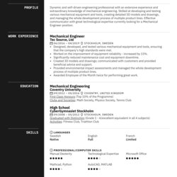 The Highest Standard Mechanical Engineer Resume Sample Experienced Samples Profession Writers Specifically