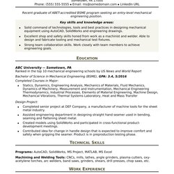 Sample Resume For An Mechanical Engineer Entry Summary Graduate Statement Freshers Essays Monster Resumes