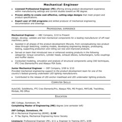 Marvelous Sample Resume For Mechanical Engineer Monster Samples Engineering Professional Engineers Format Job