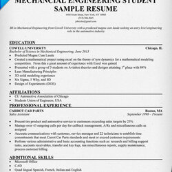 Superior Mechanical Engineering Resume Template Business Student Sample Engineer Examples Resumes Format