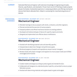 Sublime Mechanical Engineer Resume Example With Content Sample