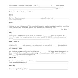 Legit Room Rental Agreement Free Printable Legal Forms Form