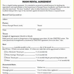Free Room Rental Agreement Template Word Of Form Landlord Agreements Simple Tenant Roommate Renting