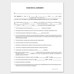 Preeminent Free Room Rental Agreement Templates Word Forms Template