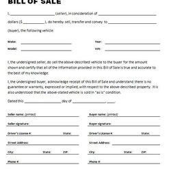 Splendid Car Bill Of Sale Template Vehicle Auto Form Sales Printable Sample