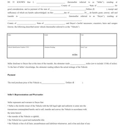 Vehicle Bill Of Sale As Is Template Blank