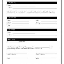 The Highest Quality Download Free Used Car Bill Of Sale Form Template Vehicle Word Automobile