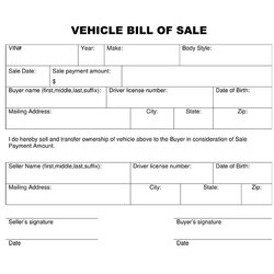 Outstanding Bill Of Sale Vehicle Template Car Printable Form Auto Massachusetts Templates Used Property