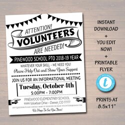 Editable Volunteer Recruitment Flyer Printable Handout Template School Event Volunteers Fundraiser Why
