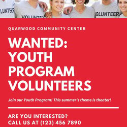 High Quality Volunteer Flyer Template Red And White Youth Photo