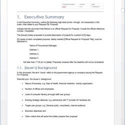 Great Request For Proposal Template Executive Summary Word Ms