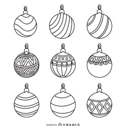 Sublime Christmas Round Ornament Outlines Set Vector Download