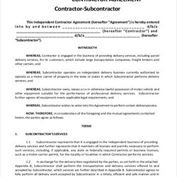 Preeminent Free Sample Subcontractor Agreement Templates In Ms Word Excel Template Construction Contractor