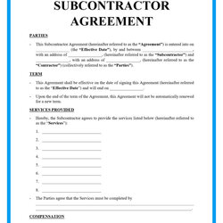 Tremendous Free Agreement Template For Download Subcontractor Contracts
