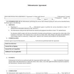 Matchless Subcontractor Agreement Template Free Contract Templates Contracts