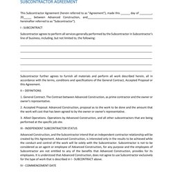 Super Need Subcontractor Agreement Free Templates Here Format