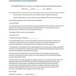 Superior Free Subcontractor Agreement Templates Samples