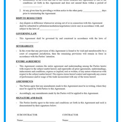 Free Agreement Template For Download Subcontractor Contracts