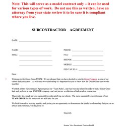 Smashing Need Subcontractor Agreement Free Templates Here Hiring Samples