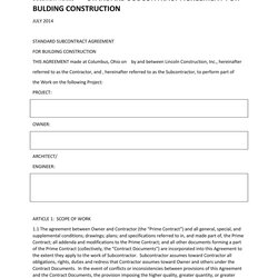 Need Subcontractor Agreement Free Templates Here Samples Kb
