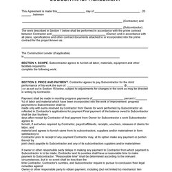 Exceptional Need Subcontractor Agreement Free Templates Here Contract Template Contractor Samples Kb