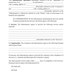 Cool Subcontractor Agreement Template Fill Out Sign Online And Download Printable Print Big