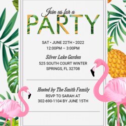 Matchless Summer Party Invitation Templates Editable With Ms Word Download Invitations Invite Tropical