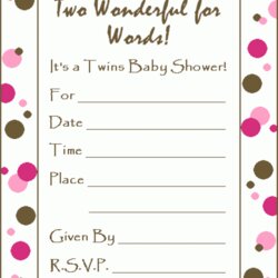 Free Party Invitation Templates In Word Excel Formats Invitations Baby Shower Template Twin Print Girls Girl