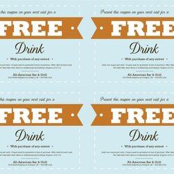 Fantastic Free Coupon Template Business Templates Maker Food Menu Coupons Ticket Drink Styles Designs Example
