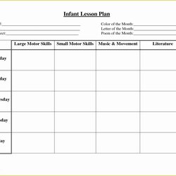 Fantastic Free Blank Preschool Lesson Plan Templates Of Infant Template Plans Printable Sheets Daily Toddler