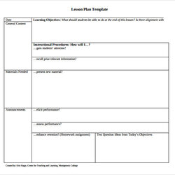 Perfect Free Sample Printable Lesson Plan Templates In Ms Word Template Blank