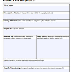 Free Printable Blank Lesson Plan Template Templates Sample Weekly
