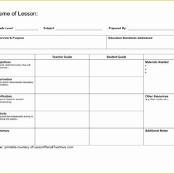 Smashing Free Printable Lesson Plan Template Blank Of Teacher Templates Data