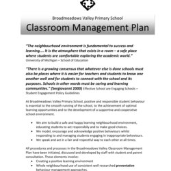 Effective Classroom Management Plan Examples Format Example Template School Primary Vic Au