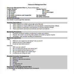 Superb Free Sample Classroom Management Plan Templates In Ms Word Template Doc
