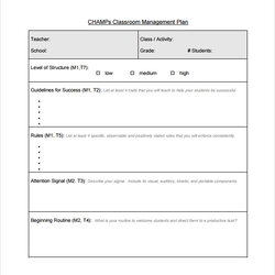 Legit Free Sample Classroom Management Plan Templates In Ms Word Template Champs Business Behavior Choose