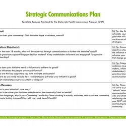Matchless Strategic Communication Plan Template Strategy Impressive Wondrous Photo